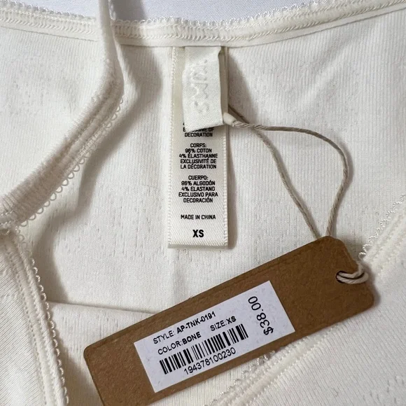 SKIMS Logo Pointelle Full Zip Up Jacket + Tank Crop Top + Boxer Shorts Short Set